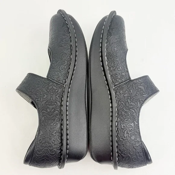 Alegria PALOMA 7507 Black Tooled Leather Mary Jane Support Comfort Orthotic Shoe - Picture 8 of 16